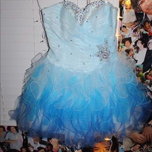 Blue Ombre Sparkle Homecoming Dress Size 16